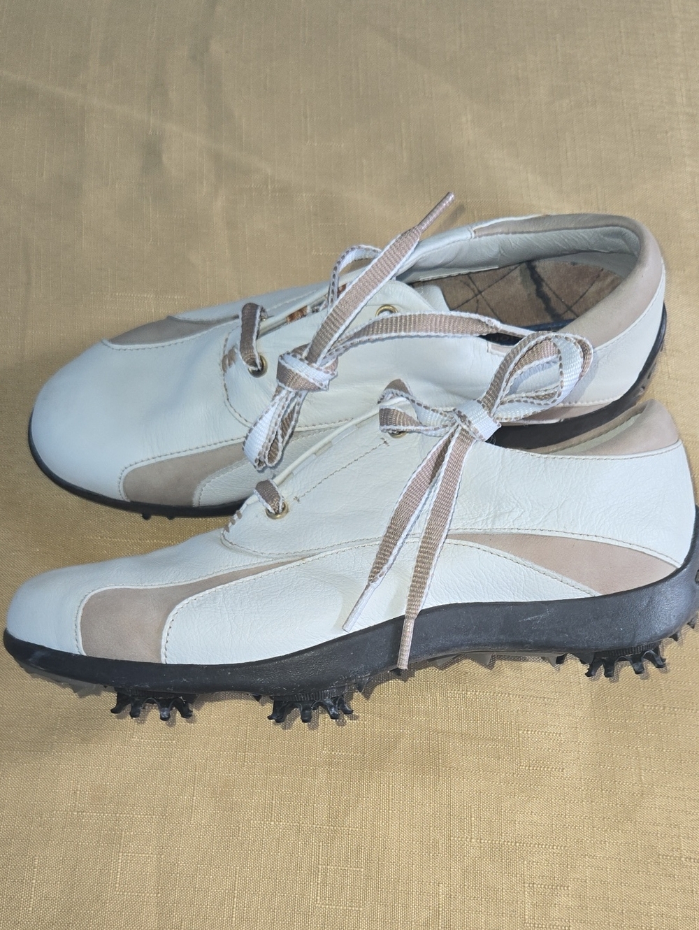 FootJoy  Lo Pro Line Women's White and Beige Golf Spike Shoes